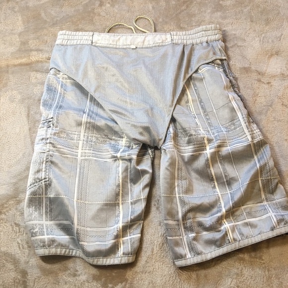 Point Zero Surf gray white plaid mens swim trunks board shorts Size L - Picture 9 of 9